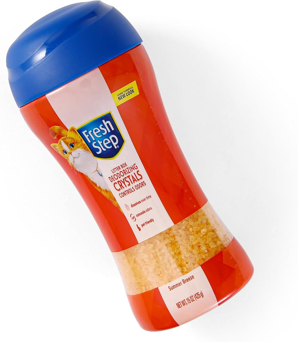 Fresh Step Cat Litter Crystals Deodorizer, Summer Breeze, 15 Oz, 3-Pack