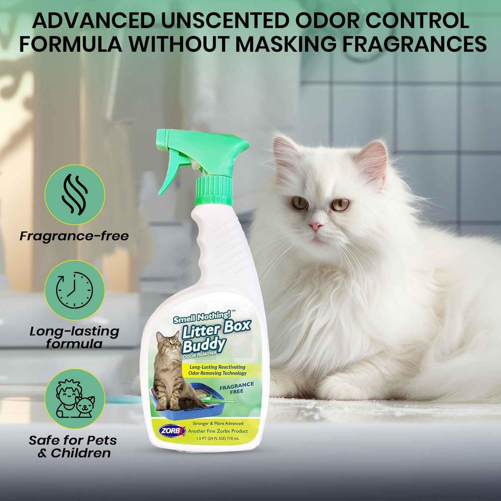 ZORBX Unscented Cat Litter Deodorizer Spray 24 Oz, Litter Box Deodorizer