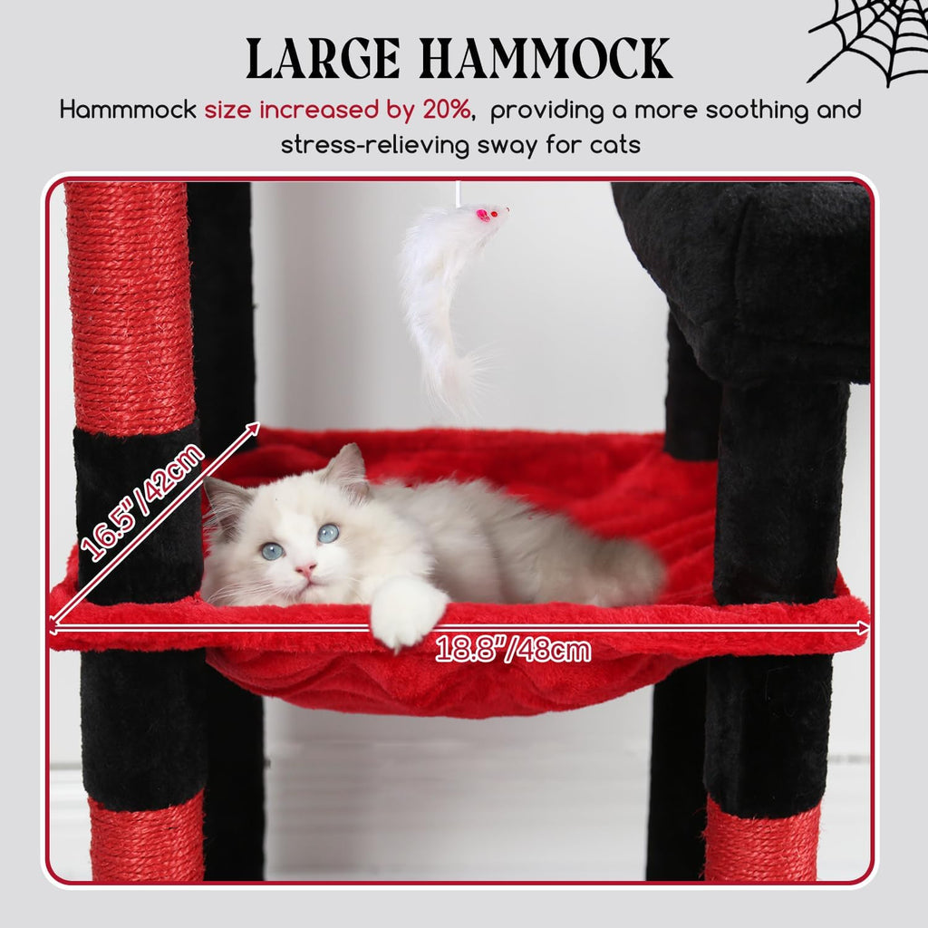 Globlazer 65in Gothic Sturdy Cat Tree for Indoor Large Cat, S65, Black Red