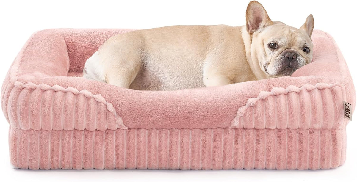 EHEYCIGA Orthopedic Dog Beds for Large Dogs 35x22 Inch, Pink