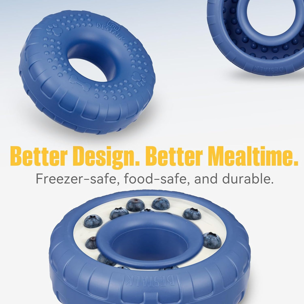 Dog Enrichment Lick Bowl, Bestalk Slow Feeder Lick Mat for Dogs, Freeze Puzzle Licking Bowl for Anxiety Relief, BPA Free Silicone, Dishwasher Safe(Dark Blue,S)