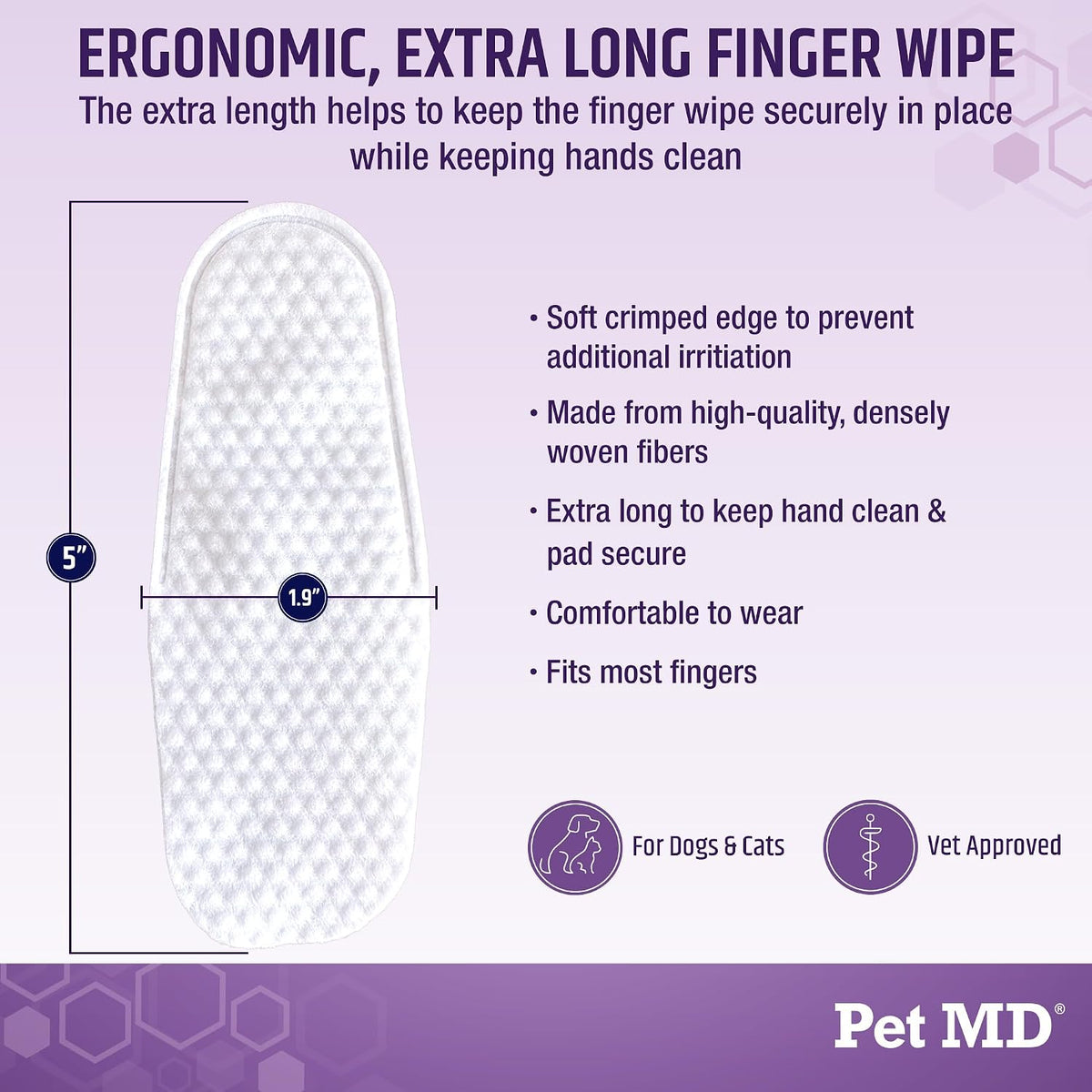 Pet MD Tris Ear Finger Wipes for Dogs & Cats - 50ct