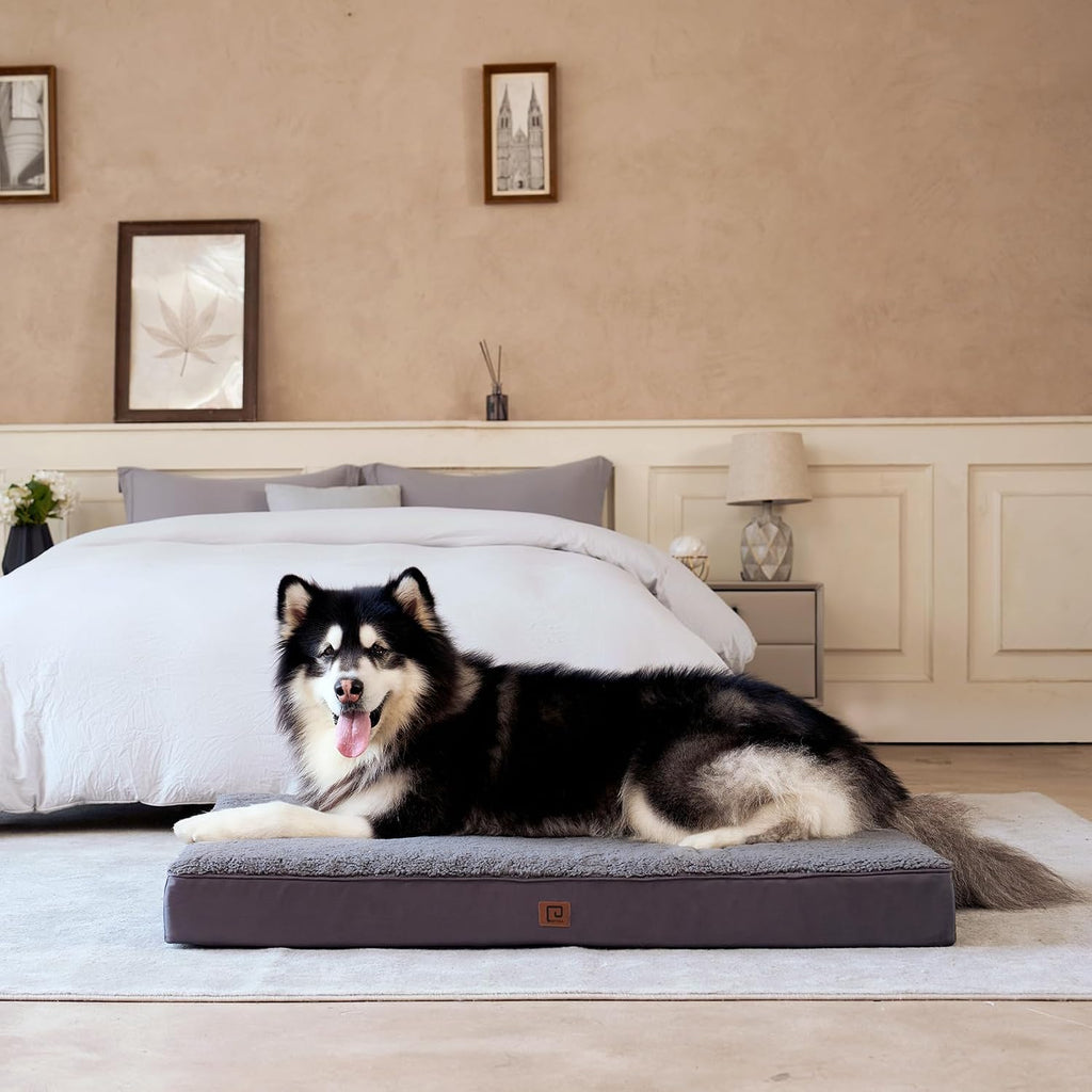 EHEYCIGA Orthopedic XL Dog Beds for Extra Large Dogs with Removable Washable Cover for Crate, Grey, 41x27 (Pack of 2)