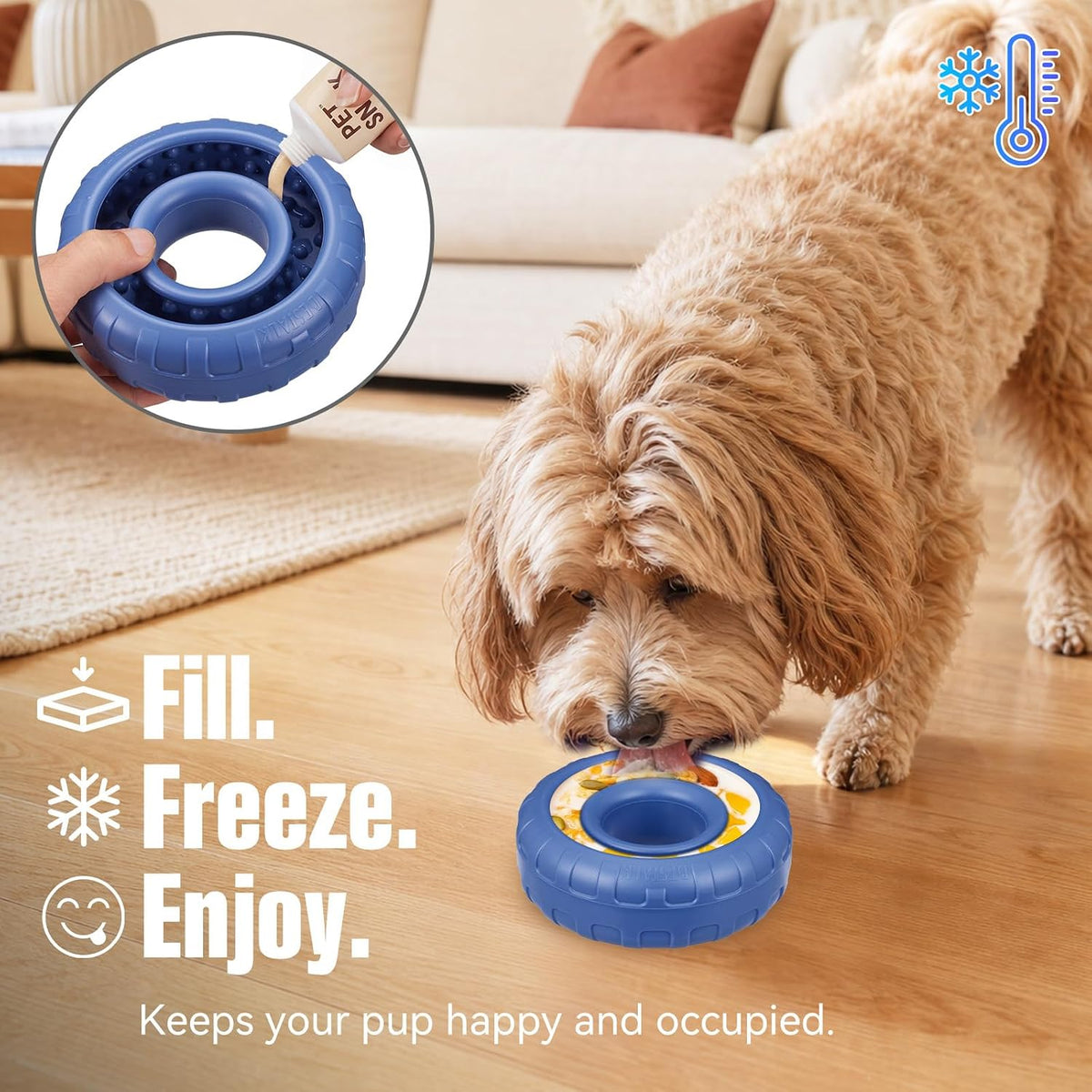Dog Enrichment Lick Bowl, Bestalk Slow Feeder Lick Mat for Dogs, Freeze Puzzle Licking Bowl for Anxiety Relief, BPA Free Silicone, Dishwasher Safe(Dark Blue,L)