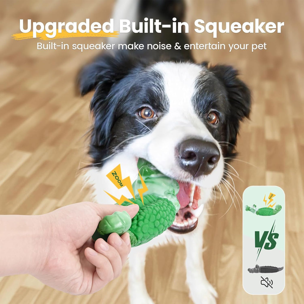 HGB Dog Toys for Aggressive Chewers, Tough Squeaky Indestructible Chew Toy | Alligator Dog Toy for Medium & Large Dogs, Hard Nylon & Natural Rubber, Teeth Cleaning, Bacon Flavor, Keeps Dogs Busy