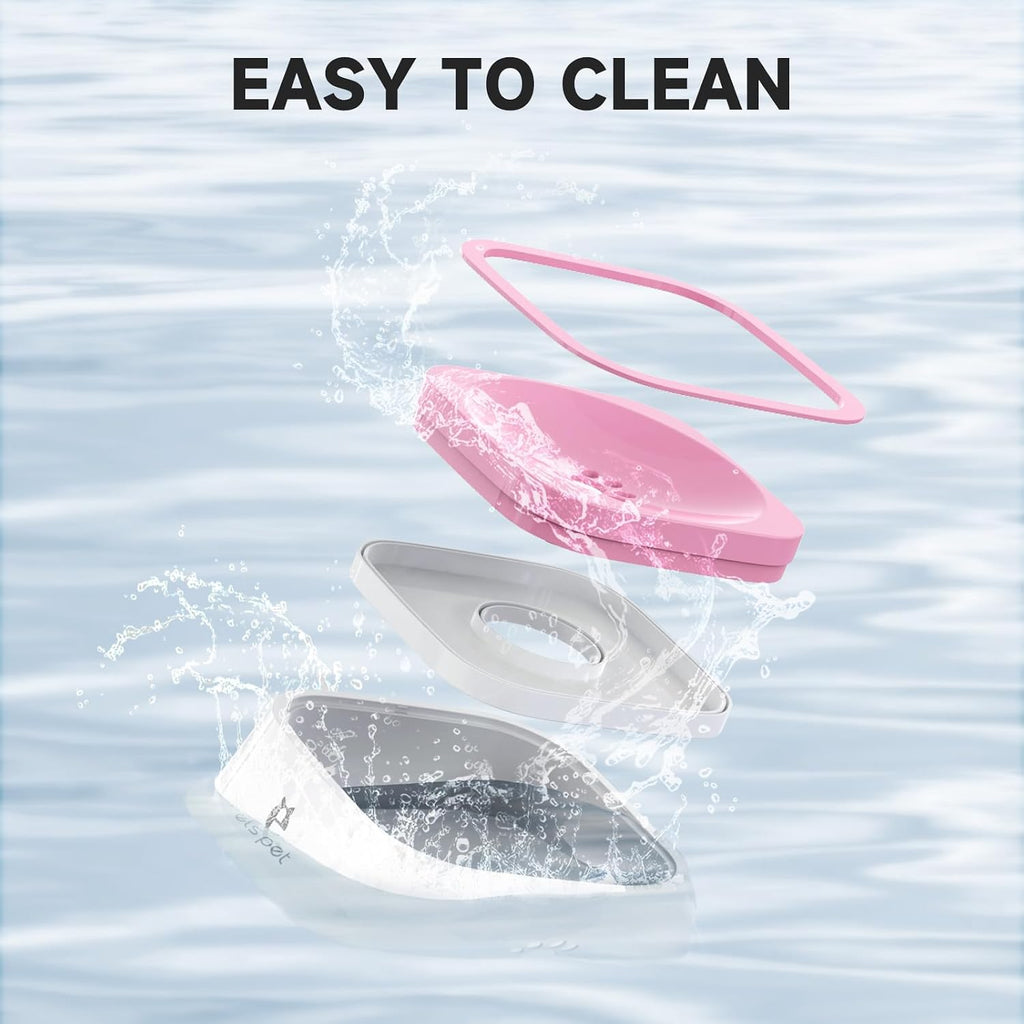 ELS PET Dog Water Bowl 1L, No Spill Travel, No Drip Slow Drink for Cats | Pink, No Spill Design, 35oz Capacity, Floating Disk, for Dogs, Cats, Crate and Car Travel, Dishwasher Safe, Slow Drinking