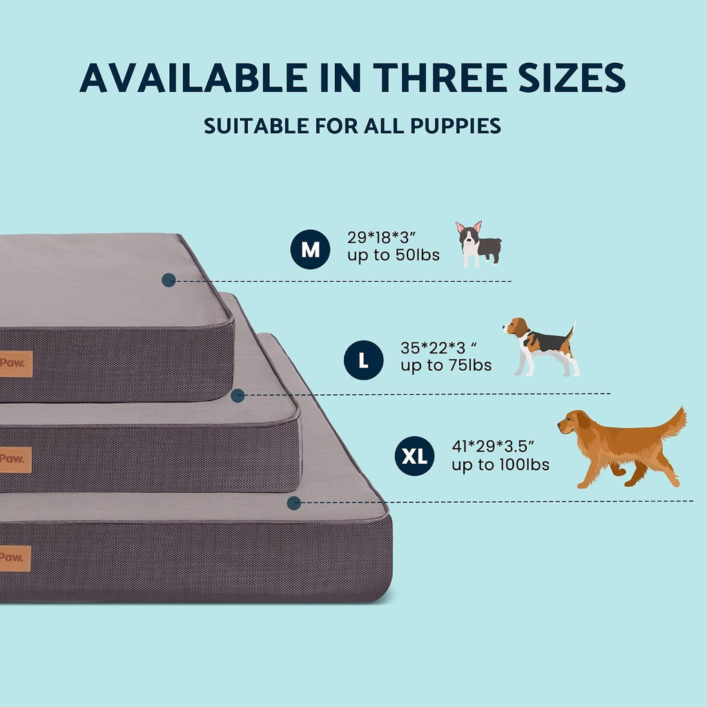 Large Cooling Dog Bed, Waterproof Pet Bed for Indoor & Outdoor Use, Machine Washable Cover with Non-Slip Bottom (35" x 22", for Dogs up to 75lbs)