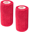 Vet Wrap Tape (Red) (2 Pack) (3 Inch x 15 feet) Self Adhesive Adherent Adhering Cohesive Flex Self Stick Bandage Grip Roll Dog Cat Pet Horse