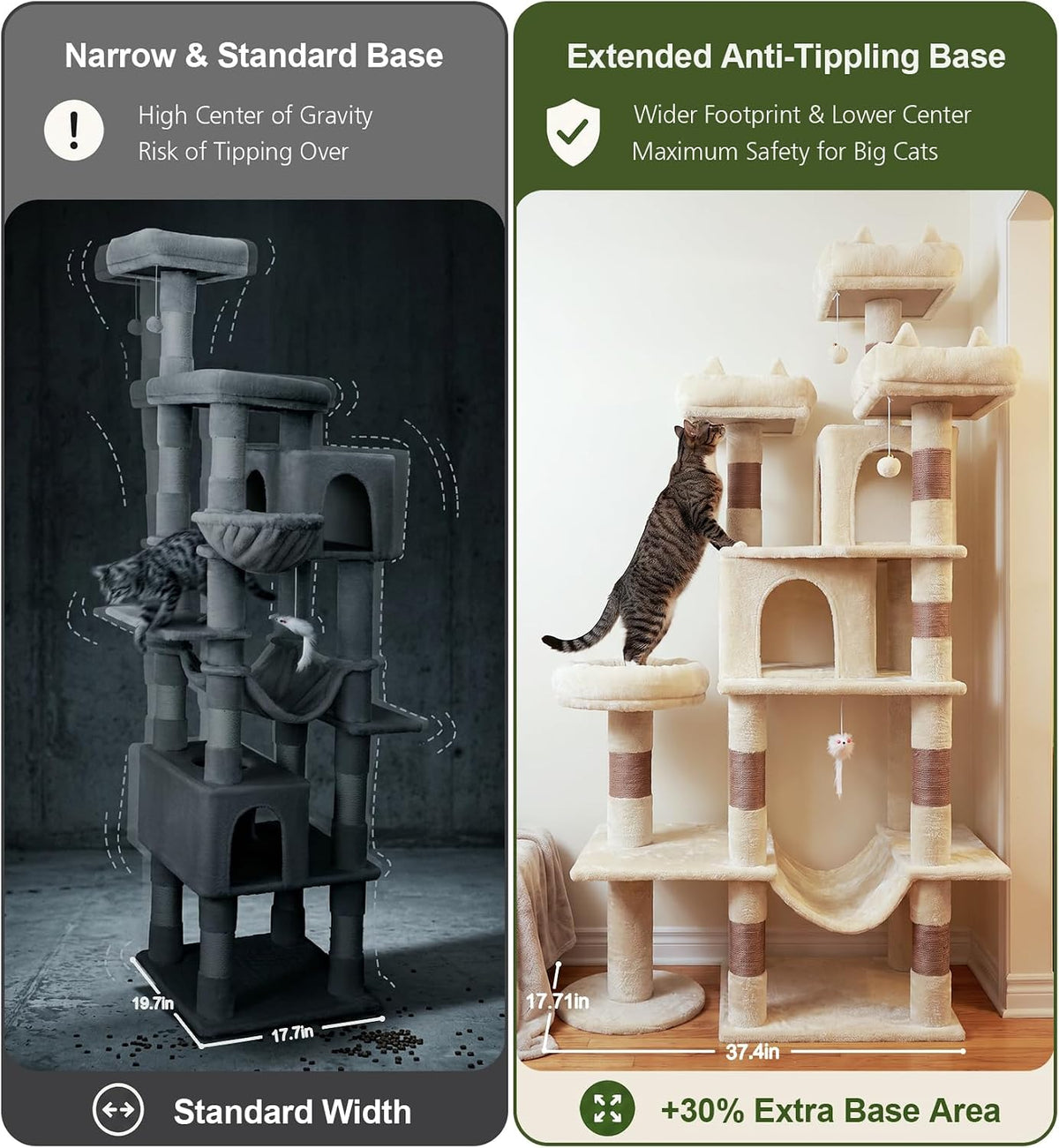 Cat Tower, 71 Inch Heavy Duty Cat Tree for Large Cats