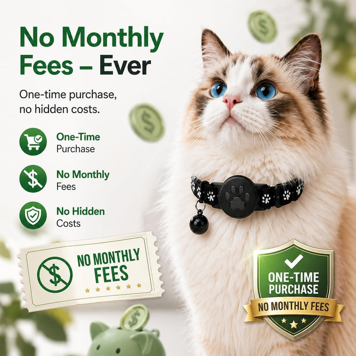 Pet Tracker,GPS Collar for Cats,Smart tag,Waterproof Compatible with Find My,No Monthly Fee,Advanced Tracking Solution Smart Collar for Pet Safety Ideal Small Large Cats(Android User) (Cat-BK-New-01)
