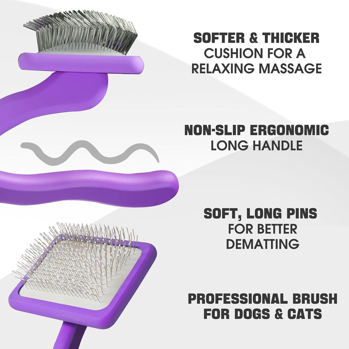 Bonteck Dog Slicker Brush for Dogs Grooming Kit 5PCS Long Haired Doodles | Goldendoodles Poodles, Skin Friendly Deshedding, Comb and Rake, Removes Undercoat, Professional Detangling, Large, Purple