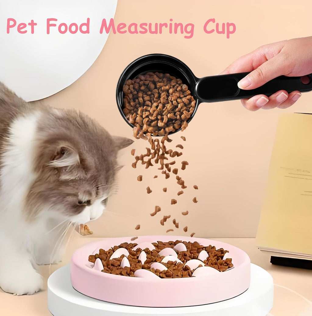 Joyinjojo Dog Food Scoop 1 Cup 1/2 Cup - Melamine Dog Food Measuring Cup, Pet Food Scoop for Dog Cat...Comfortable Long Handle for Easy to Scoop Food, Black 1 Cup