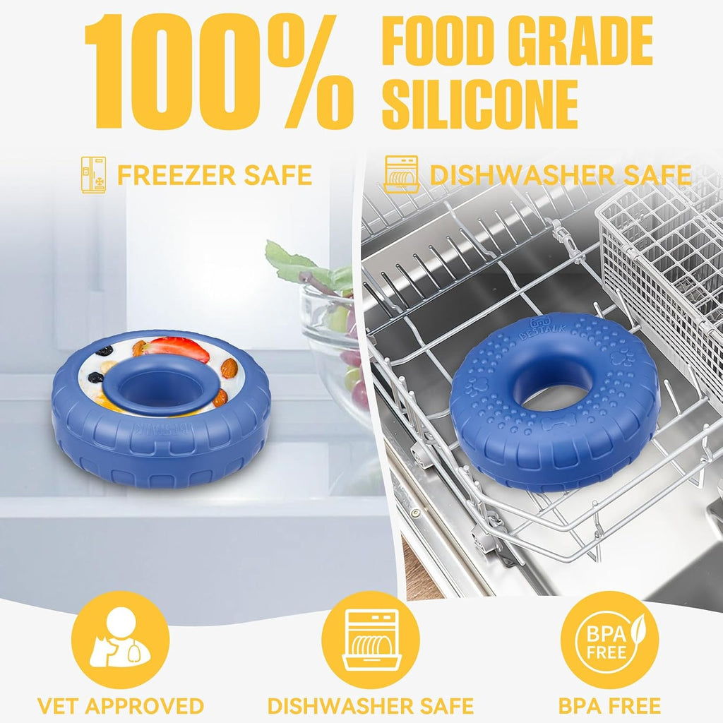 Dog Enrichment Lick Bowl, Bestalk Slow Feeder Lick Mat for Dogs, Freeze Puzzle Licking Bowl for Anxiety Relief, BPA Free Silicone, Dishwasher Safe(Dark Blue,L)