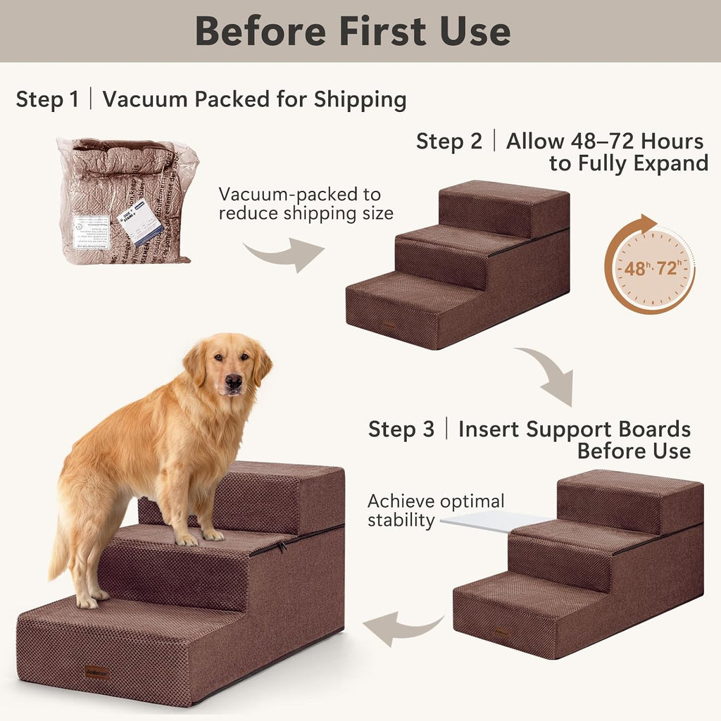 Dog Stairs for Large Dogs 18" H, Extra Wide Pet Steps for Couches & Beds