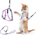 TIESOME Cat Harness and Leash Set, Adjustable Gradient Kitten Harness Escape Proof Harness with Leash for Kitty Outdoor Walking (Gradient Purple)
