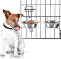 Set of 2 Stainless-Steel Dog Bowls - Cage, Kennel, and Crate Hanging Pet Bowls for Food and Water - 8oz Each and Dishwasher Safe by PETMAKER, Silver | Cage, Kennel, and Crate Hanging Pet Bowls for Food and Water, Dishwasher Safe Food and Water Pet Dishes 