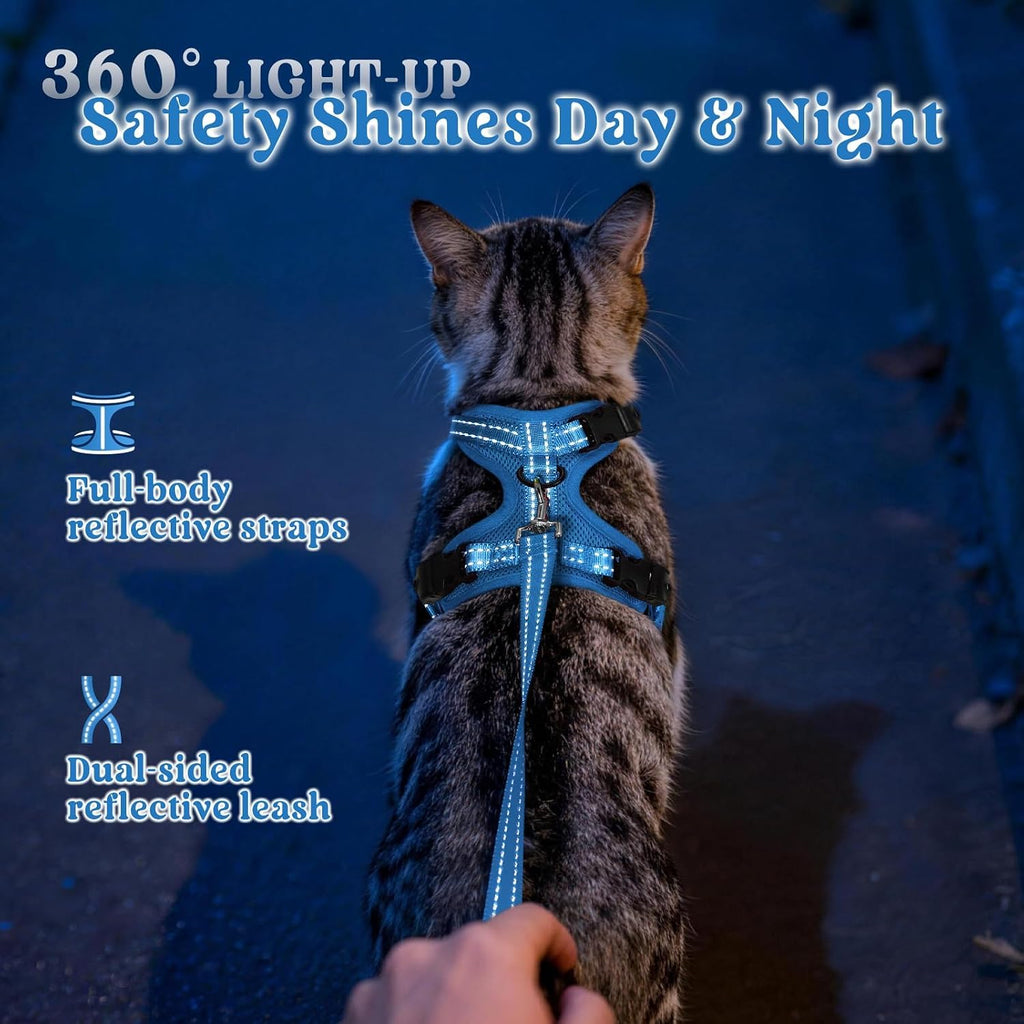 rabbitgoo Cat Harness and Leash, Easy-on with Neck Buckle, Royal Blue