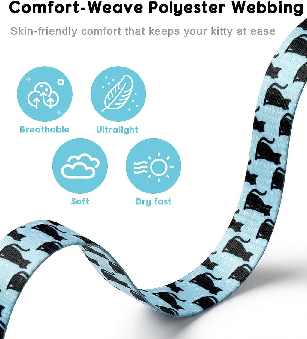 Halypet 2-Pack Cat Harness and Leash Set, Escape Proof 3-in-1 Adjustable Harness for Cats, Soft Lightweight, Easy On & Control for Walking, Travel & Outdoor Use, Small (White & Blue)