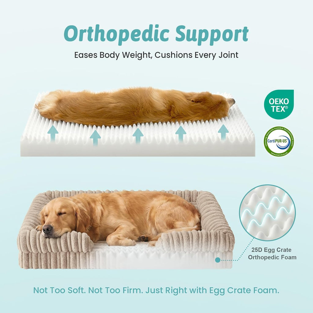 COZY KISS Orthopedic Warming Dog Beds Large Sized Dog, 44 inches, XL, Khaki