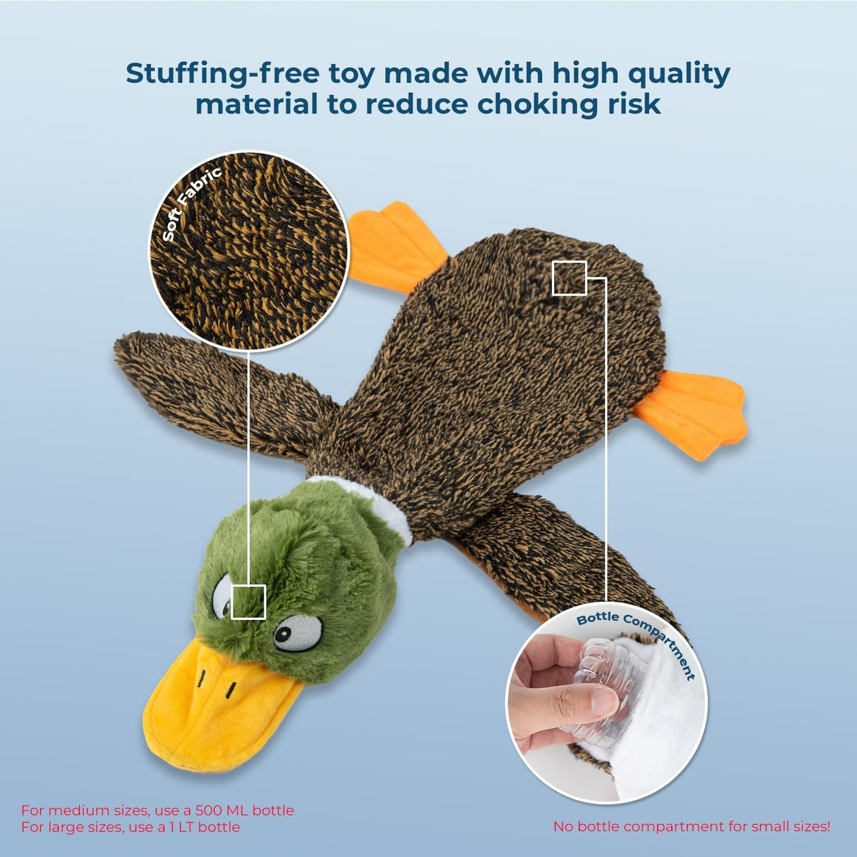 Best Pet Supplies 2-in-1 Stuffless Squeaky Dog Toy - Wild Duck, Pig, Medium