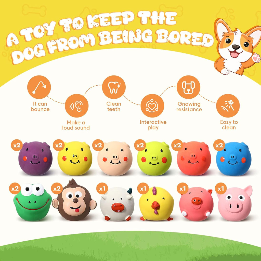 20 Pack Latex Dog Squeaky Toys Soft Squeak Balls for Pets