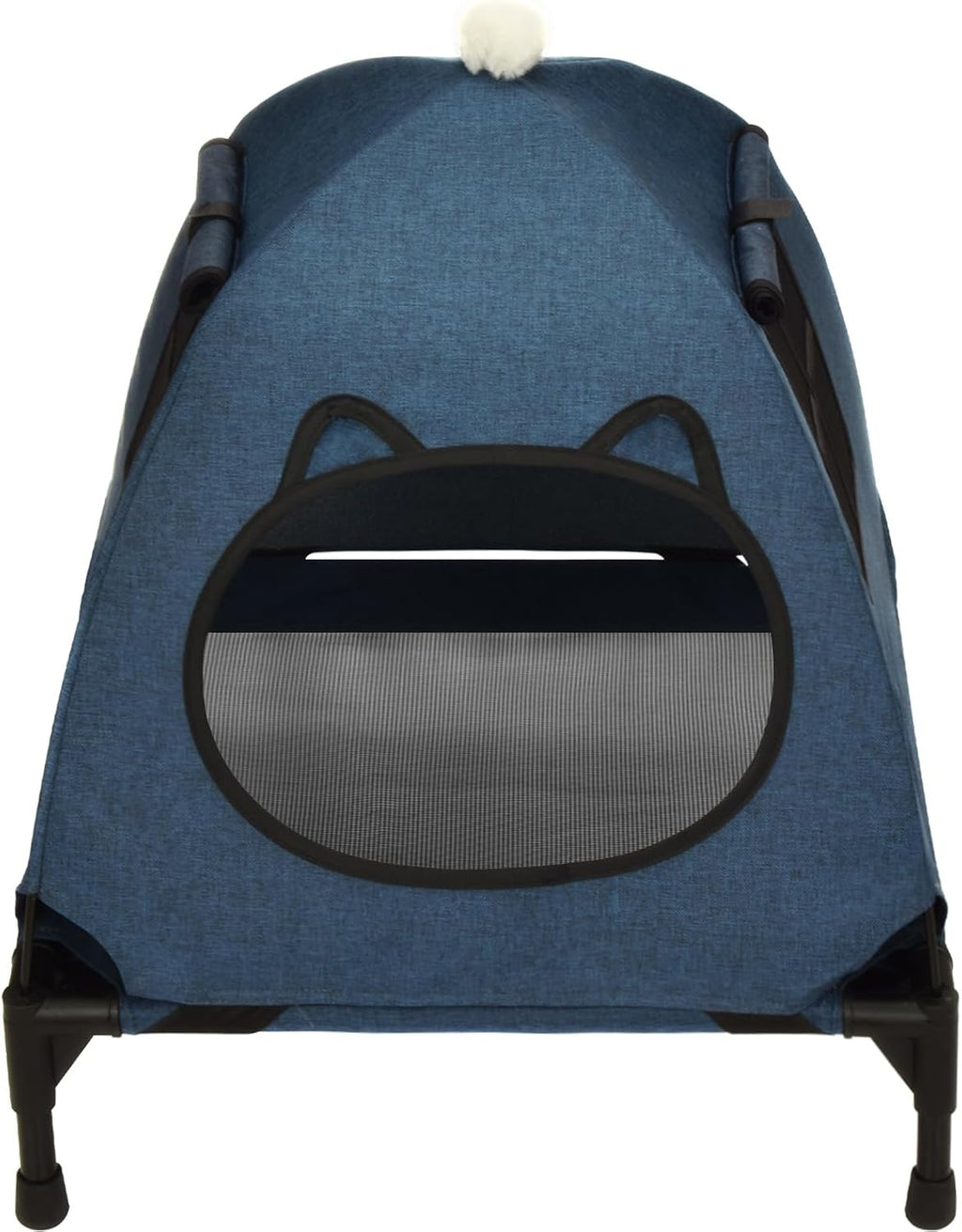 Pozico Elevated Dog Bed with Canopy and Breathable Mesh for Small Dog and Cat, 18.5x18.5x16.9 inch, Navy Blue