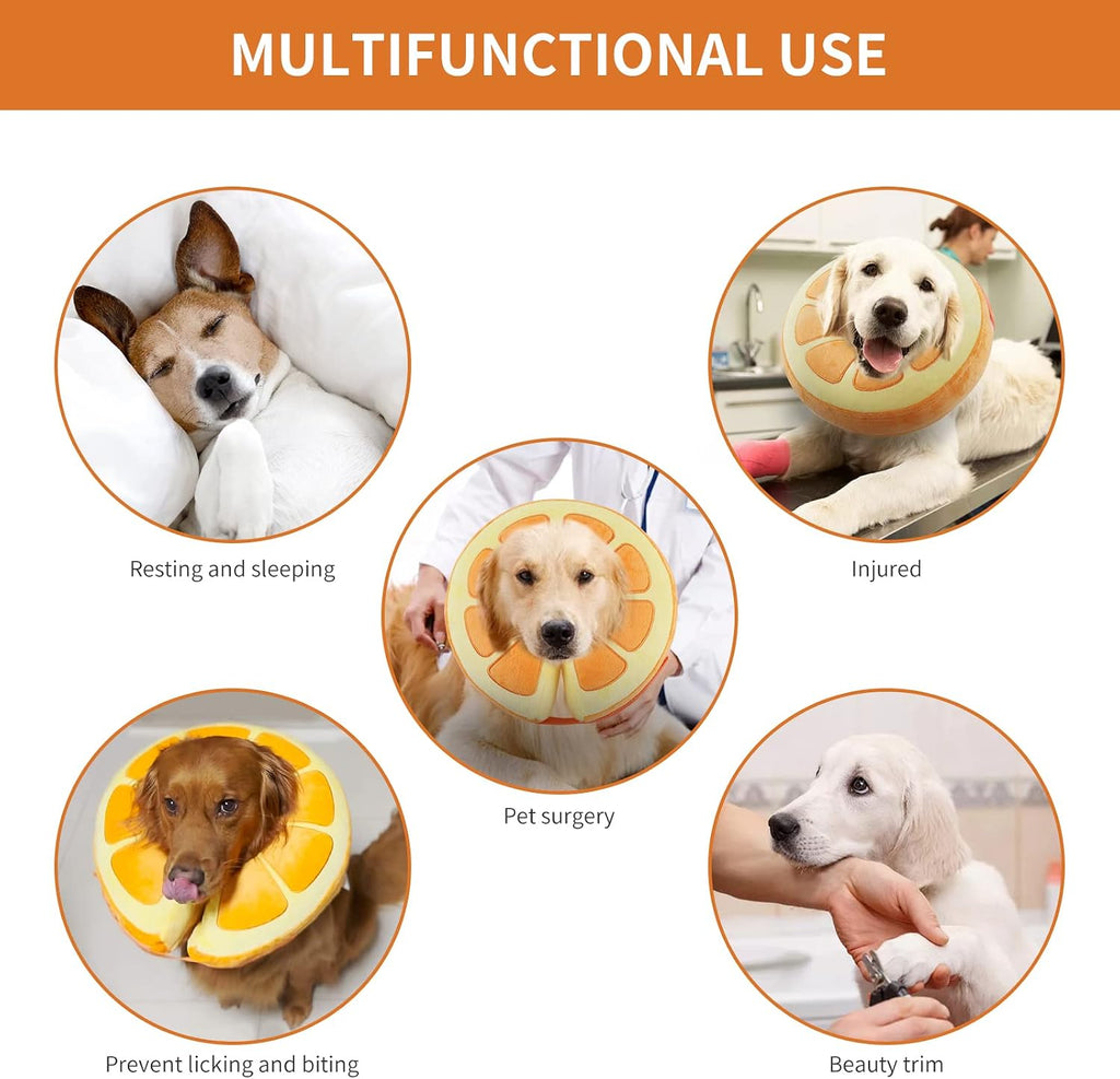 IEUUMLER Inflatable Recovery Dog Collar, Protective Donut Cone, Adjustable Soft Collar for Dog and Cat After Surgery Prevent from Biting & Scratching EU002 - Orange XL