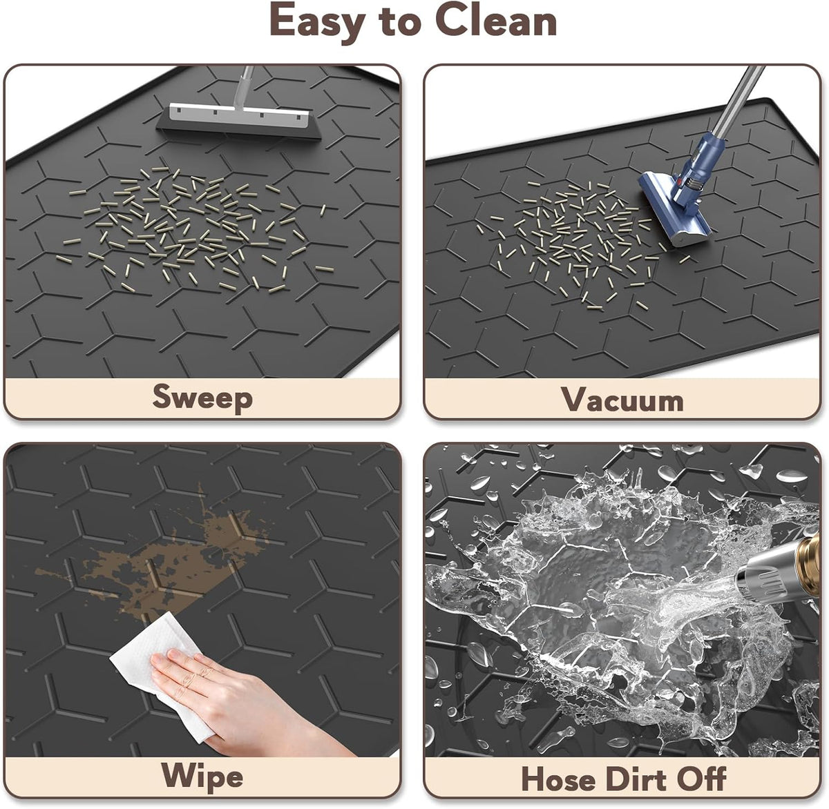 Garoopion Silicone Cat Litter Mat 34×22 inch, Easy to Clean, Black | Waterproof Silicone Mat with Raised Edges, Catch Litter, Protect Floor from Urine, Multi-Use for Dog/Sink/Kitchen/Boots