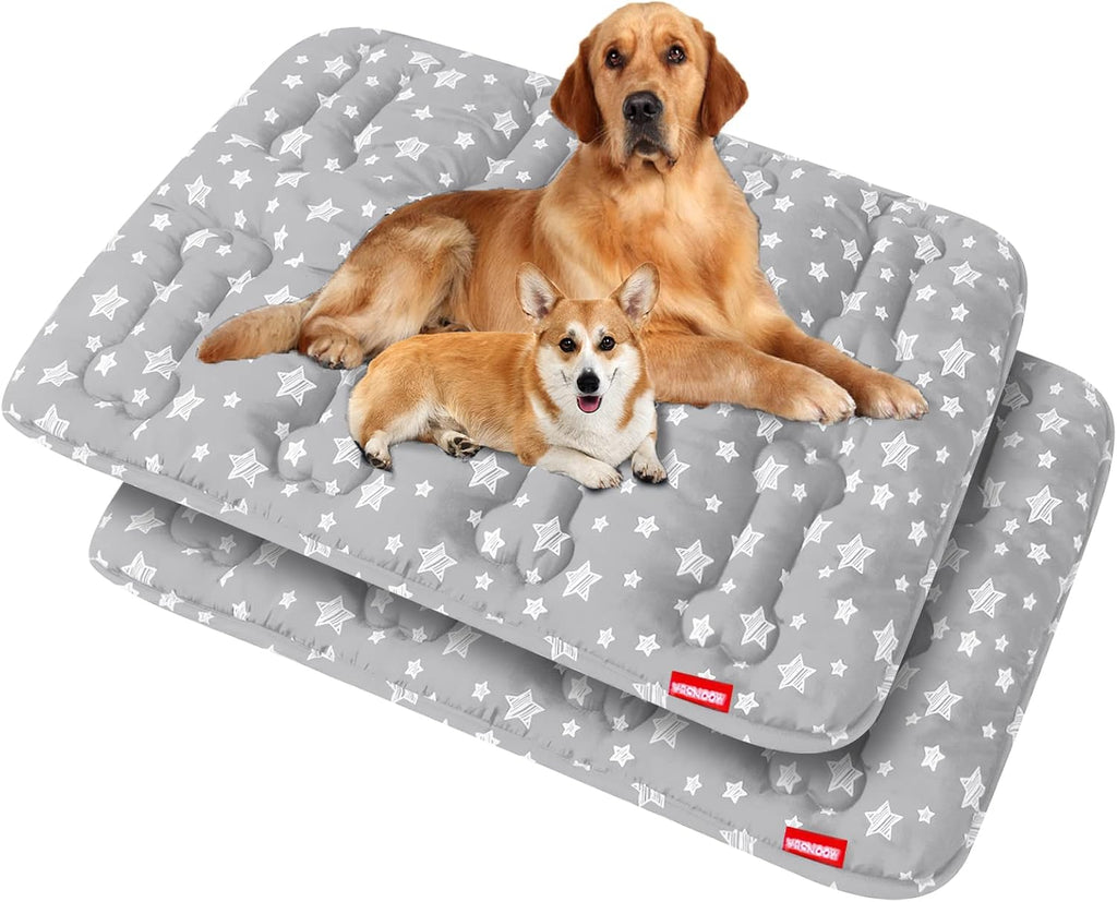 Dog Crate Pad Mat (42" X 28") 2 Pack, Soft Dog Bed Mat with Cute Prints