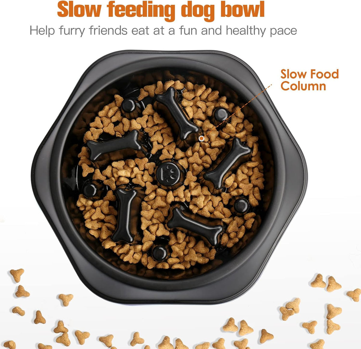 UPSKY Slow Feeder Dog Bowl Anti-Chocking Slower Feeding Pet Puzzle Bowls | Interactive Bloat Stop Dog Food Dishes, Non-Slide Dogs Lick Treat for Small Medium, Slow-Eating Maze Design, Easy to Clean 