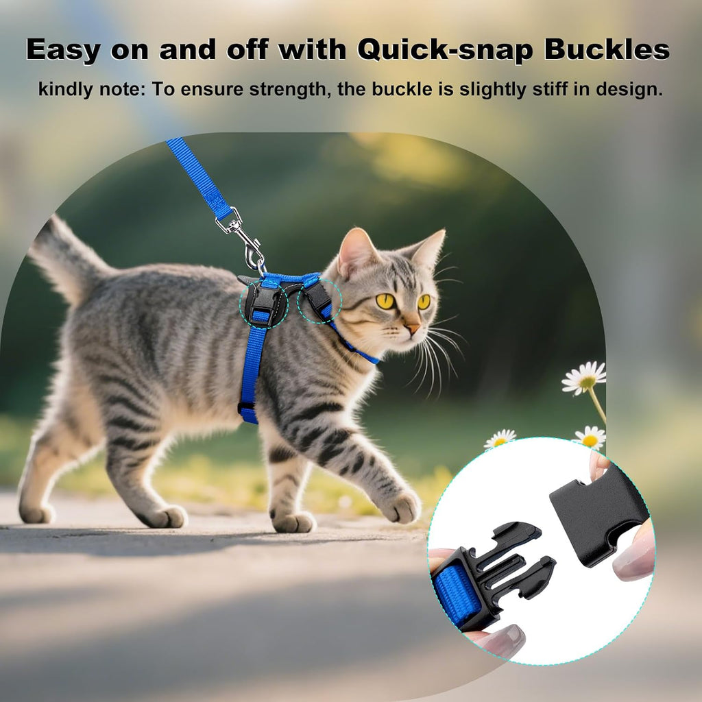 Plutus Pet Adjustable Cat Harness and Leash Set, with Leather Trim