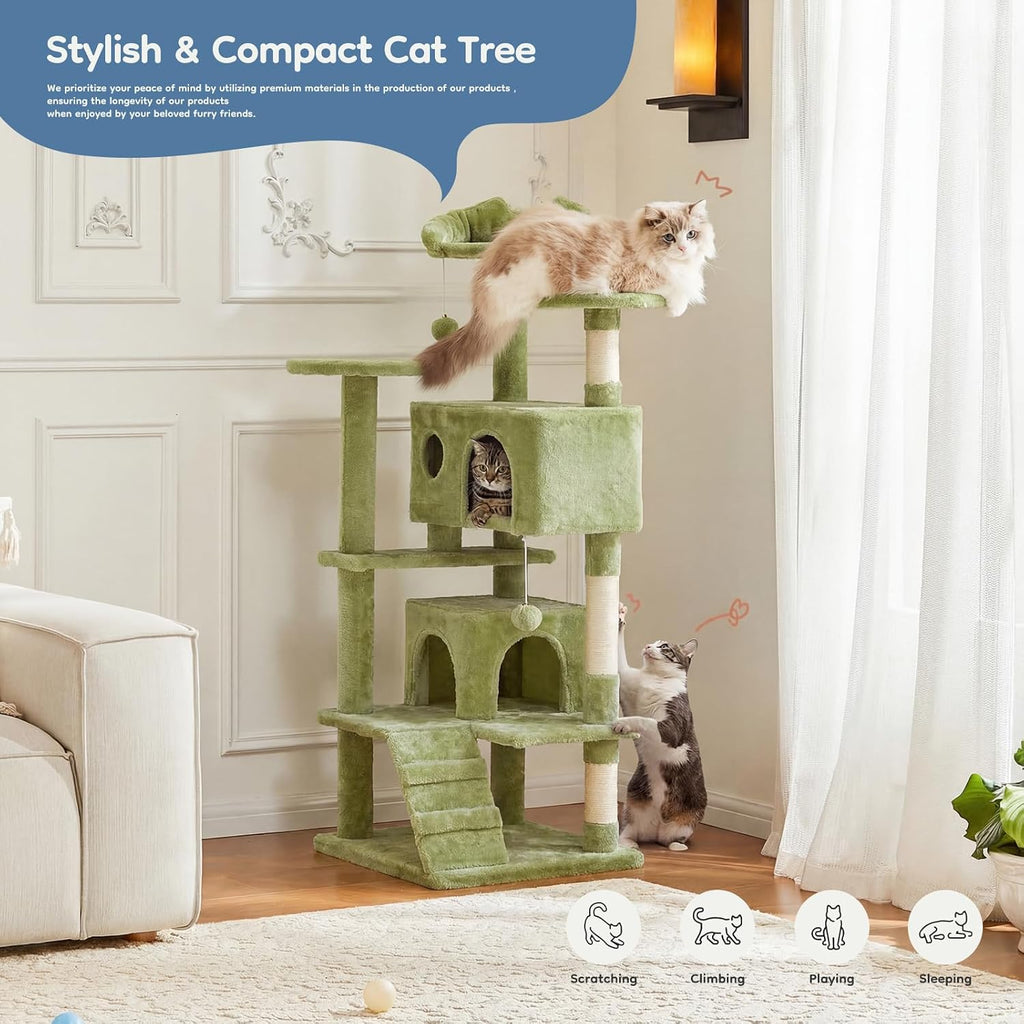 54 Inch Cat Tree Tower with Natural Sisal Scratching Post