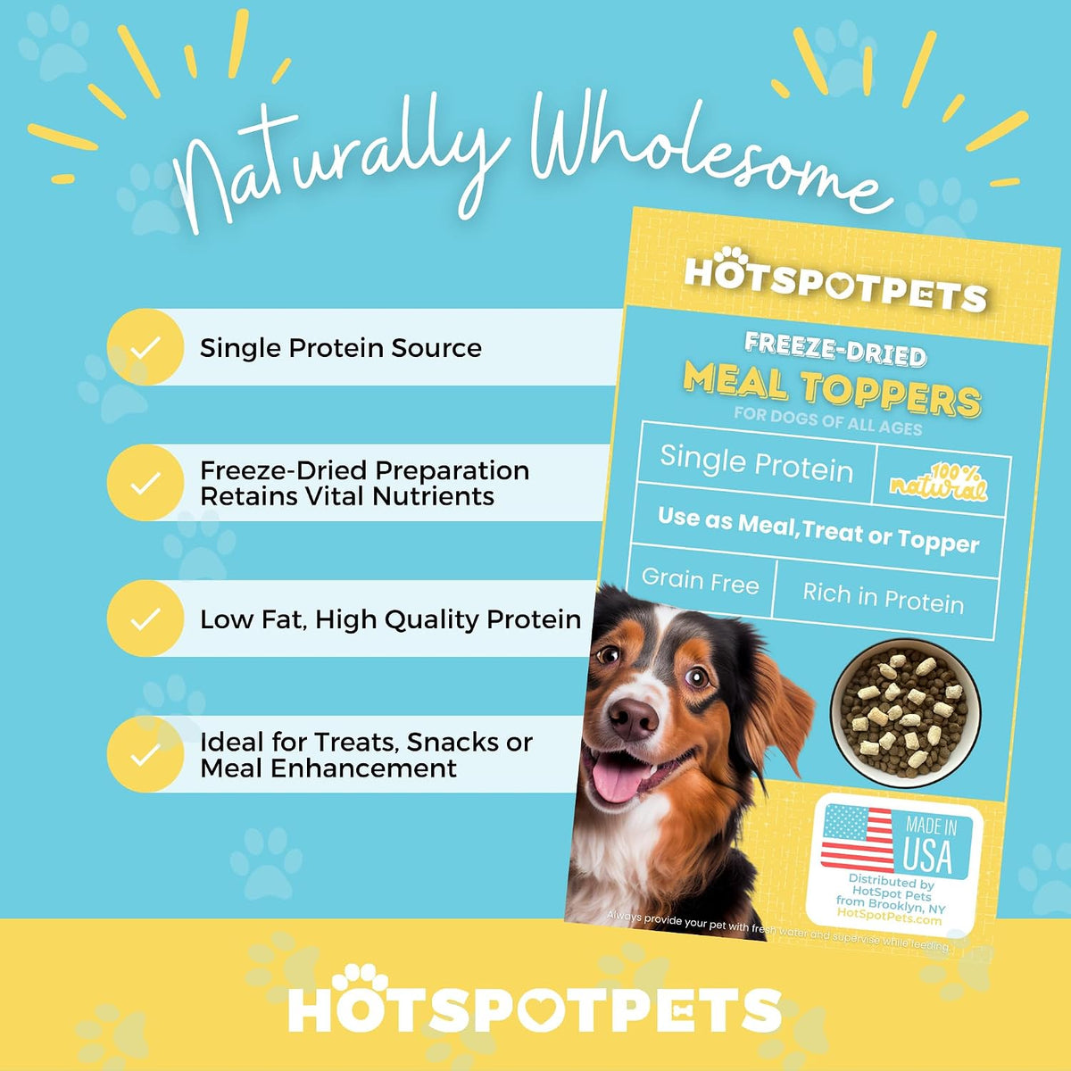 hotspot pets Freeze Dried Raw Chicken Meal Toppers for Dogs - Single Protein,All Natural, Grain-Free- Perfect for Training, Topper or Snack - Made in USA - (Chicken Meal Toppers) 1LB Bag (500+ pcs)