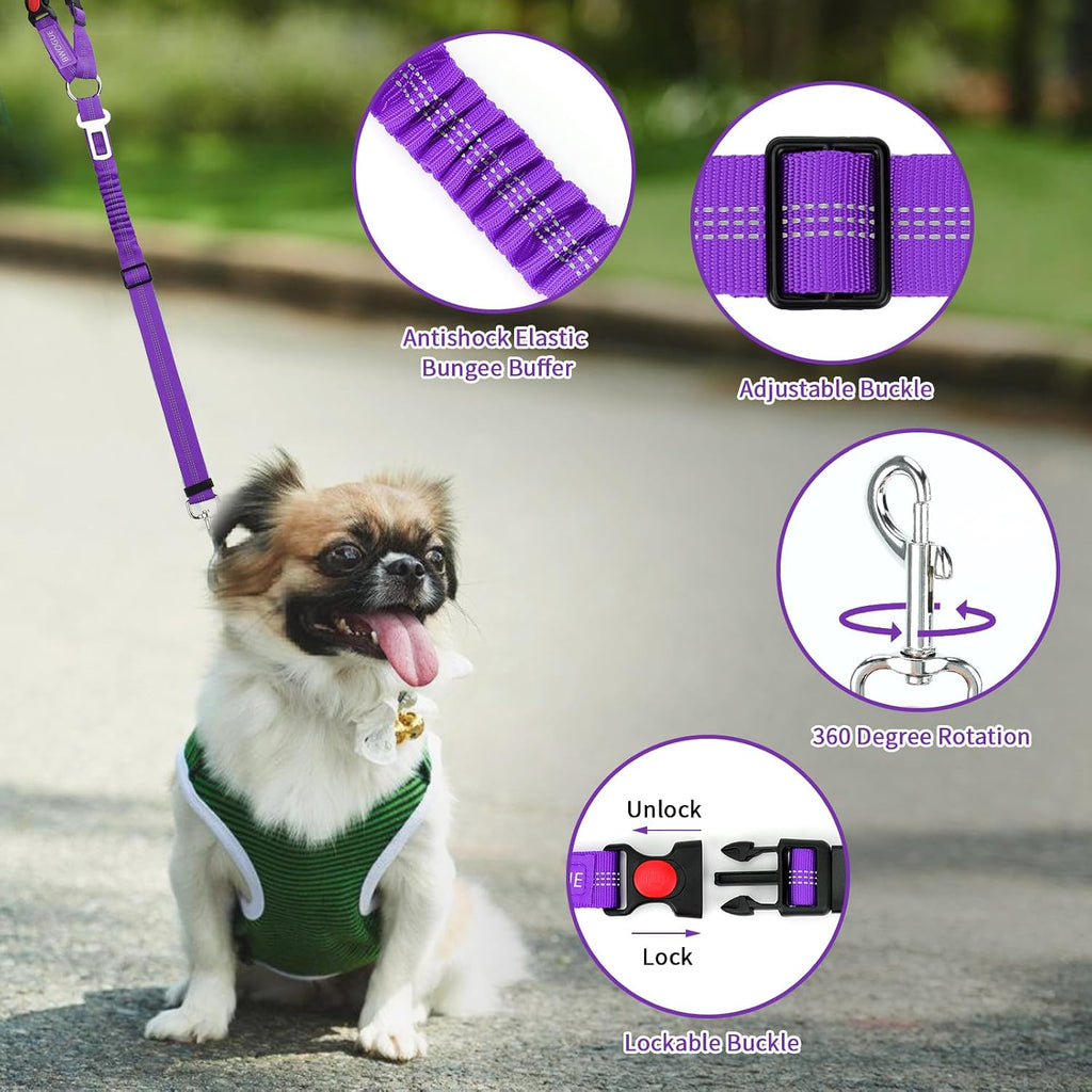 BWOGUE Dog Seat Belt for Car, Headrest Restraint Reflective Bungee, 1 Pack