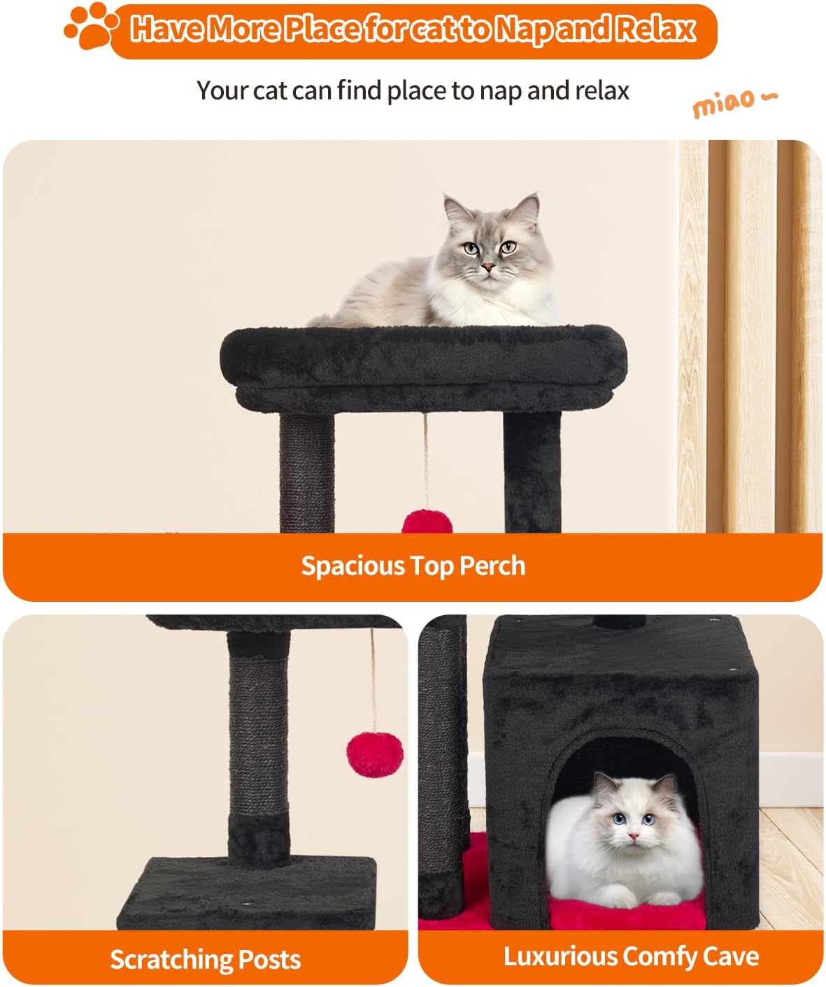 Cute Cat Tree Kitten Cat Tower Condo Cat Furniture Sisal Scratching Posts K