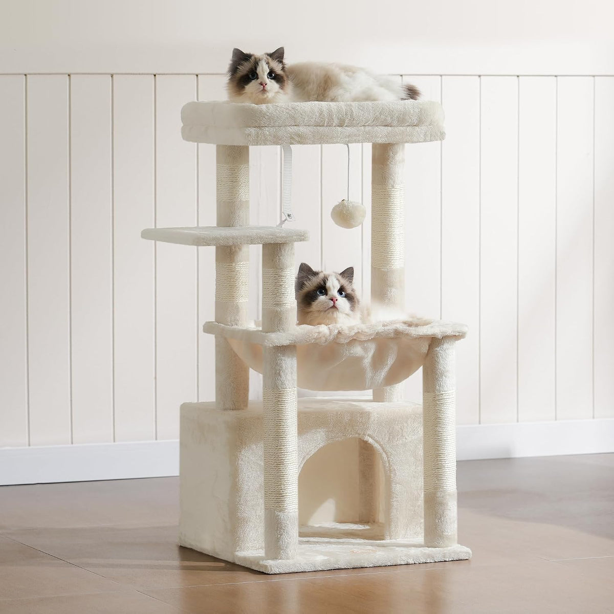 Heybly Cat Tree, Kitten Tower with Large Soft Cat Basket HCT008SM