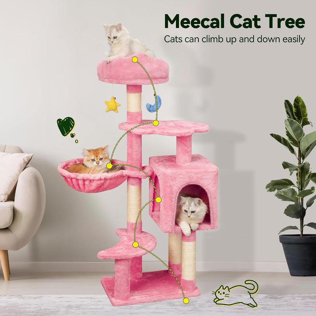 Meecal 43-Inch Small Cat Tree Cute for Kittens Under 6 Months 9lbs, Pink
