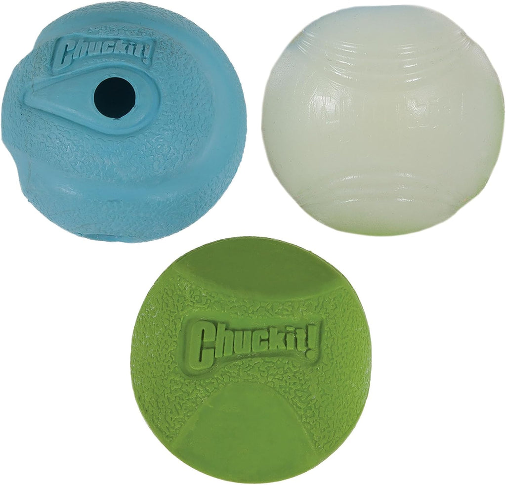 Chuckit! Fetch Pack Dog Balls, Small 2in, 3 Pack, High-Bounce, Floats | Interactive Dog Toys Featuring High-Bounce Fetch Ball, Floating Ultra and Rugged Balls, Durable Design