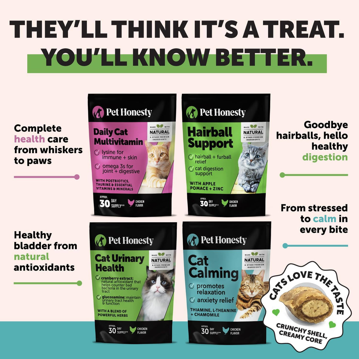 Cat Hairball & Multivitamin Support Virtual Bundle – Hairball Chews 90 Day + Multivitamin Chews 30 Day Supply