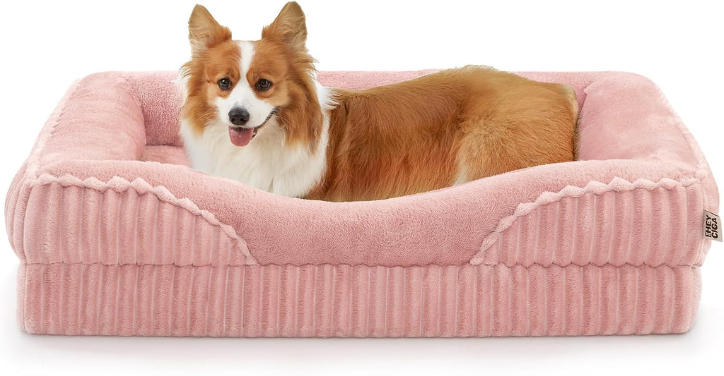 EHEYCIGA Extra Large Orthopedic Dog Bed 41x27 Inch, Pink