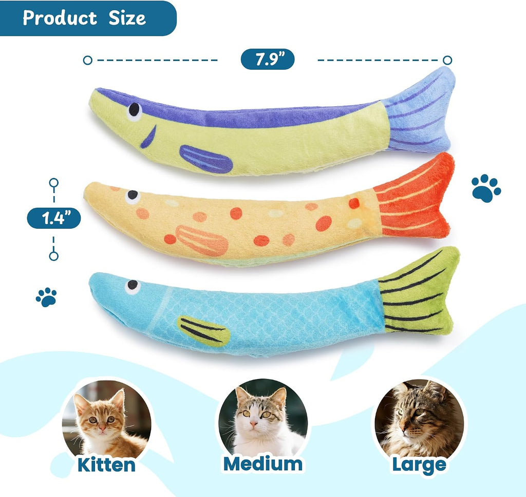 Catnip Toys, [12000mg] Extra Large Cat Toys for Indoor Cats, 100% Natural North American Catnip Floppy Fish, Crinkle Sound, Soft Cotton-Free Surface for Chewing, Teething & Kicking