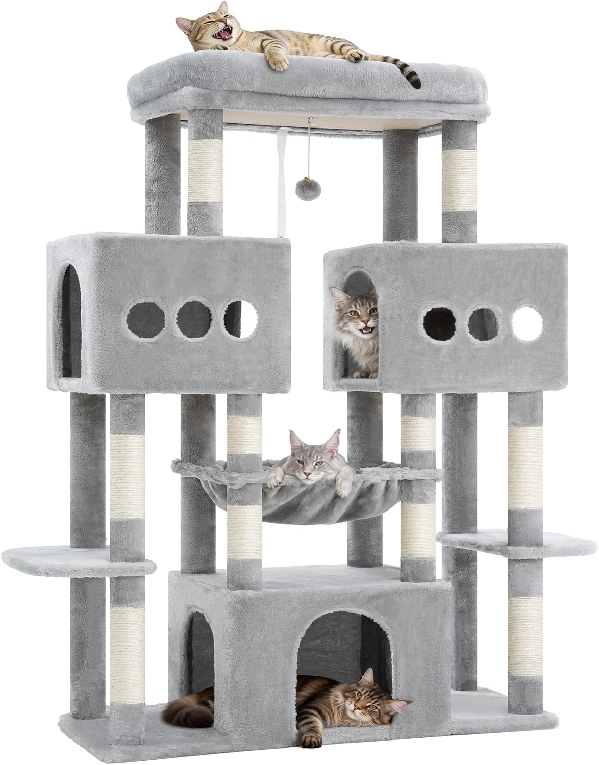 Hey-brother Cat Tree Tower with Sturdy Wide Base, Large Platforms, MPJ083W