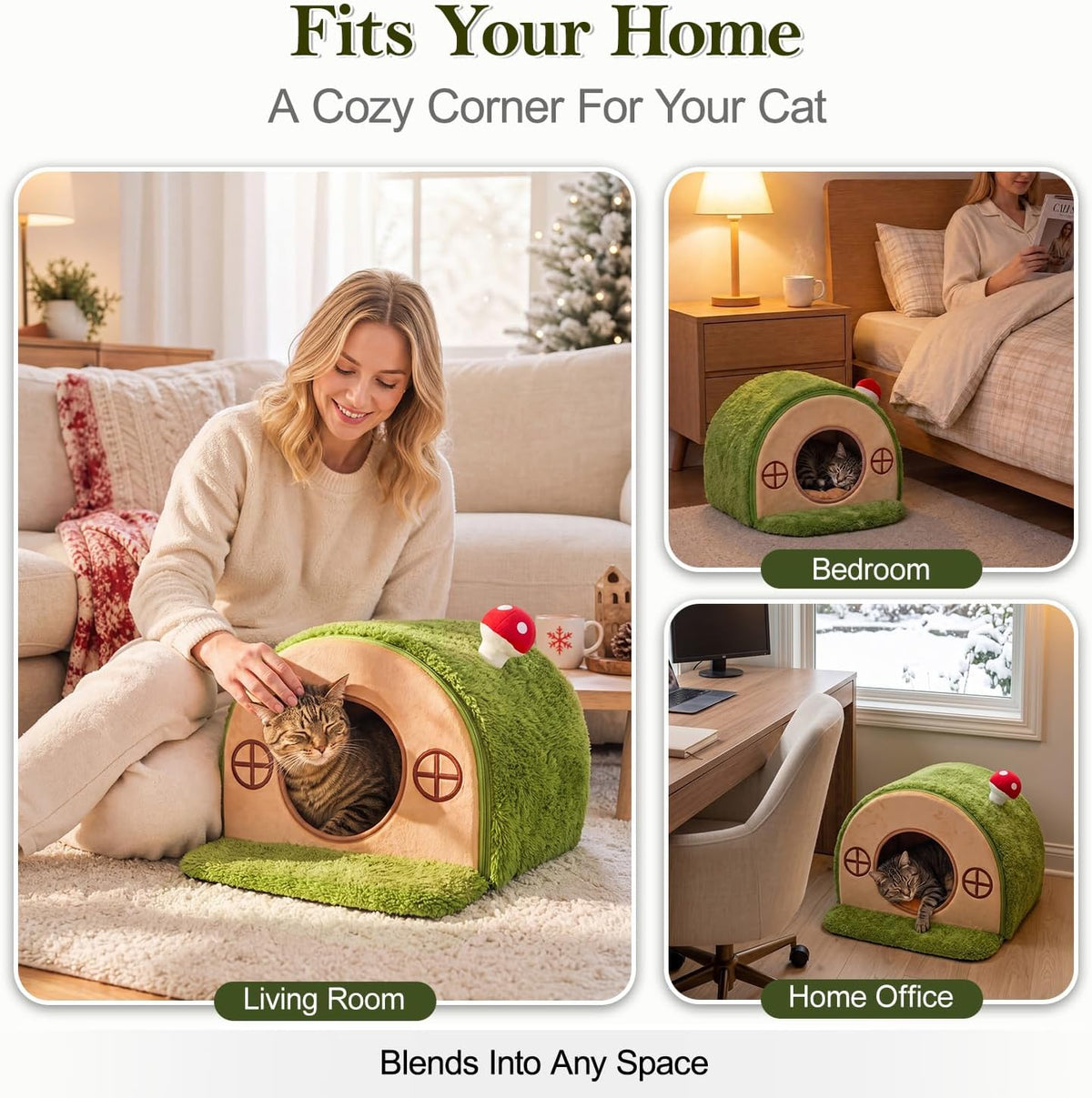 Cat House for Indoor Cats - Tree Hole Cat Bed Cave Hideaway
