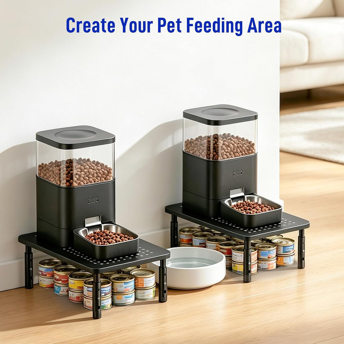 Elevated Cat Food Stand, Height Adjustable for Multi-Size Pet