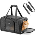 Cat Carrier Airline Approved, Soft Pet Carrier, 17x11x9.5 in, Black