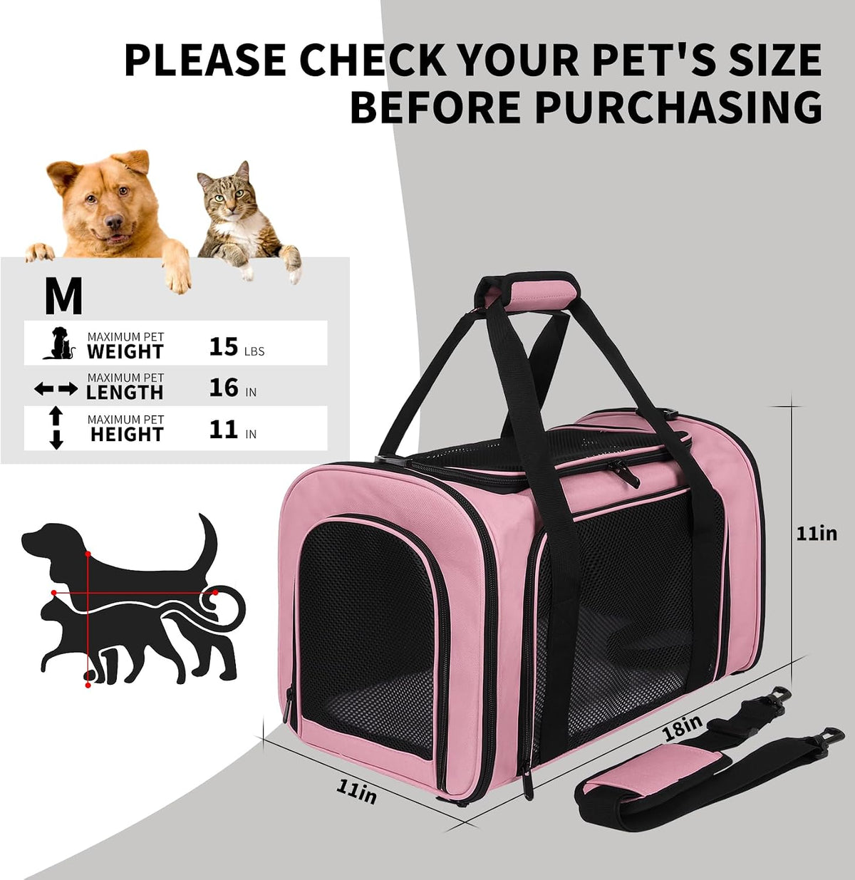 Carriers Soft-Sided Pet Carrier Pink for Medium Large Cats Dogs Undertake 35Lbs,Ventilated Mesh Windows,Top Load Cat Carrier with Airline Approved(X-Large,Pink)