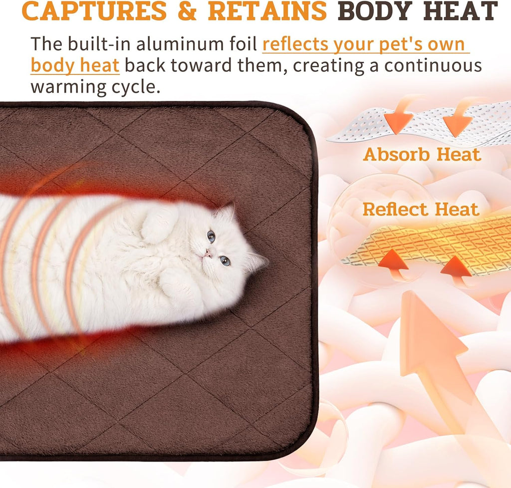 NWK Self Warming Thermal Pet Mat for Dogs and Cats (Coffee Brown, Large)