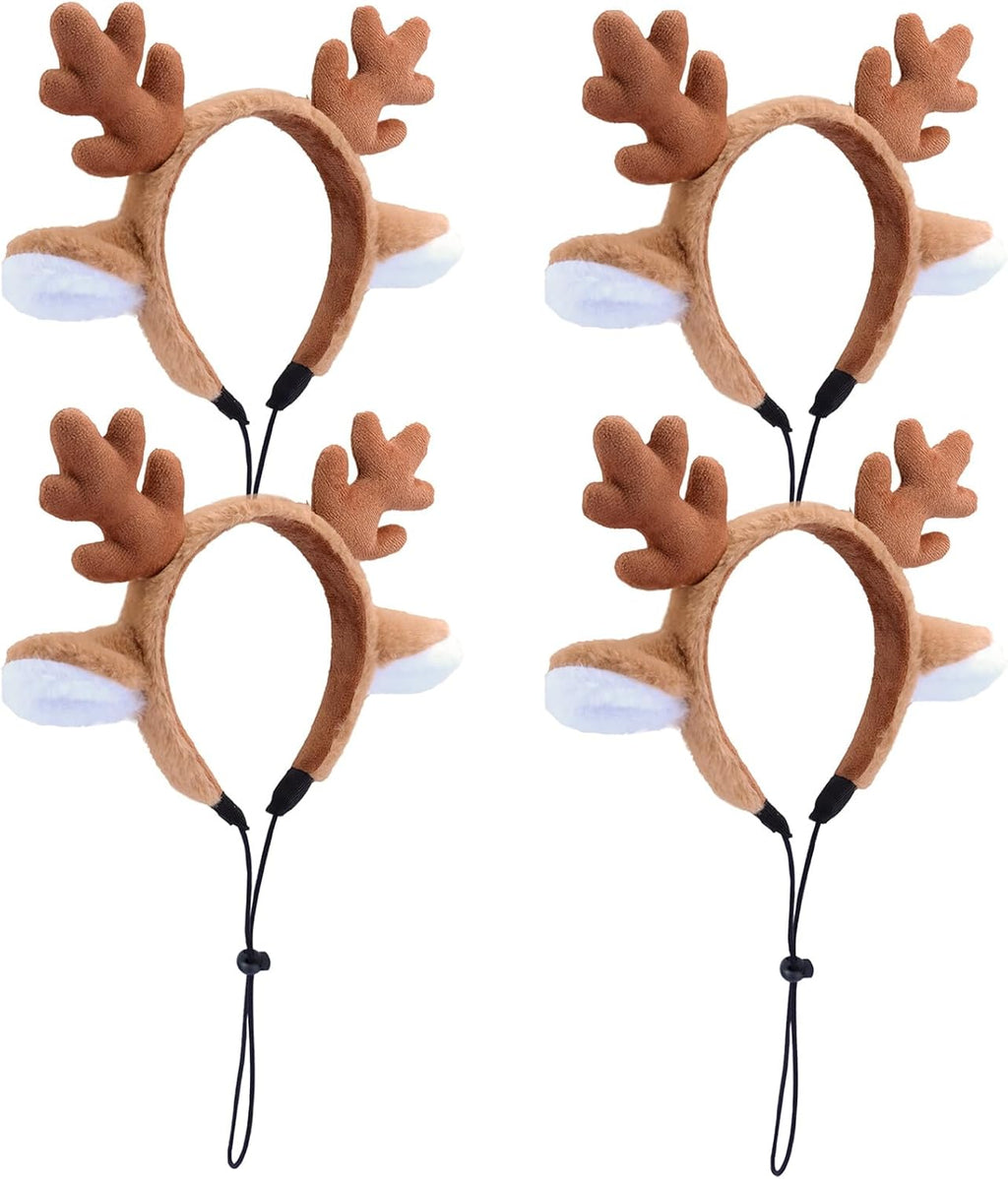 Beviliu 4pack Dog Reindeer Antlers Headband, Dog Christmas Antlers Costume