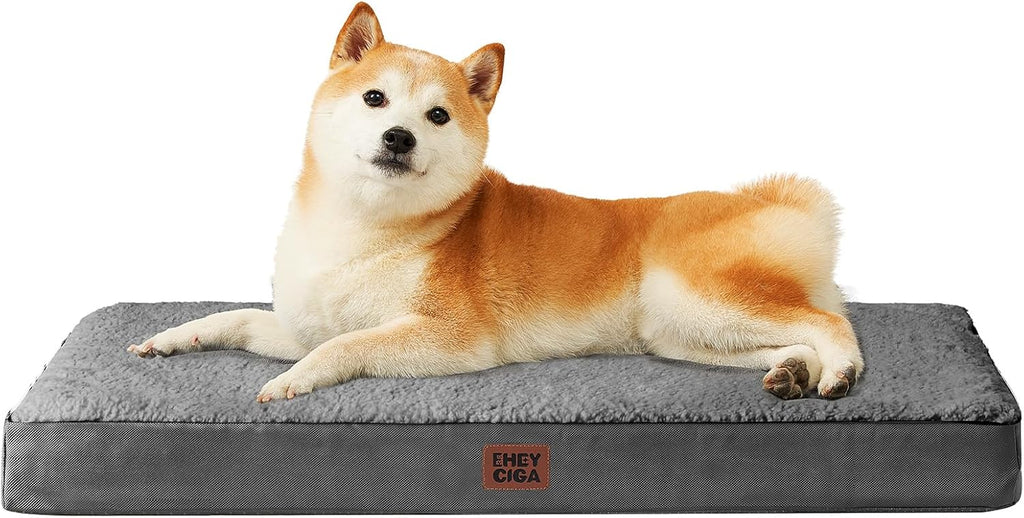 EHEYCIGA Orthopedic Dog Bed Large with Removable Washable Cover, 36IN Grey