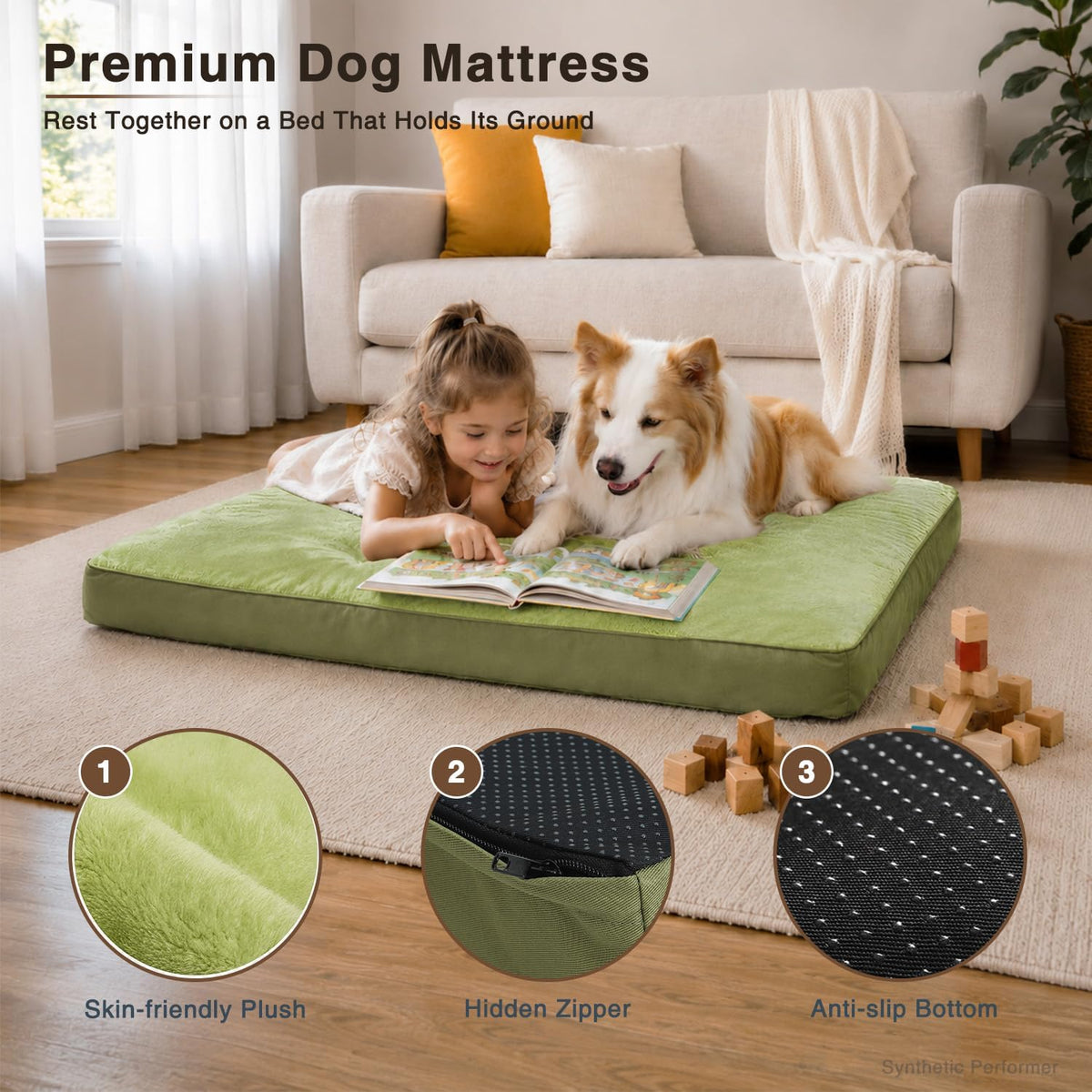 NUPIDA Waterproof Medium Dog Bed for Crate with Washable Cover, 29x18